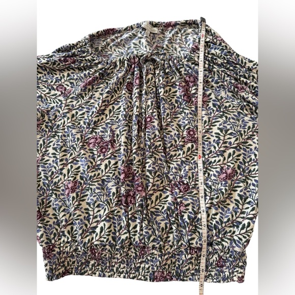 Lucky Brand Floral Peasant Blouse w/ Bell Sleeves Boho Chic CottageCore Top sz L - Picture 8 of 12